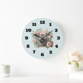 Camera with Flowers Retro Pastel Image Grote Klok (Huis)