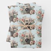 Camera with Flowers Retro Pastel Image Pattern Inpakpapier Vel (In situ)