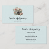 Camera with Flowers Retro Pastel Image Visitekaartje (Voorkant / Achterkant)