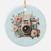 Camera with Flowers Retro Pastel Keramisch Ornament (Achterkant)