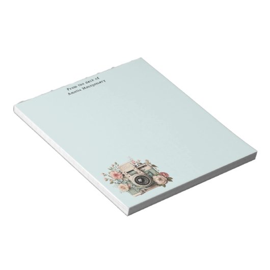 Camera with Flowers Retro Pastel Notitieblok (Schuin)