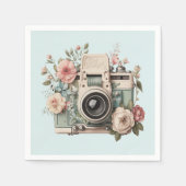 Camera with Flowers Retro Pastel Servet (Voorkant)