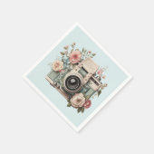 Camera with Flowers Retro Pastel Servet (Hoek)