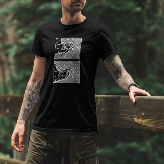  camerafilm voorgangshendel tekening t-shirt