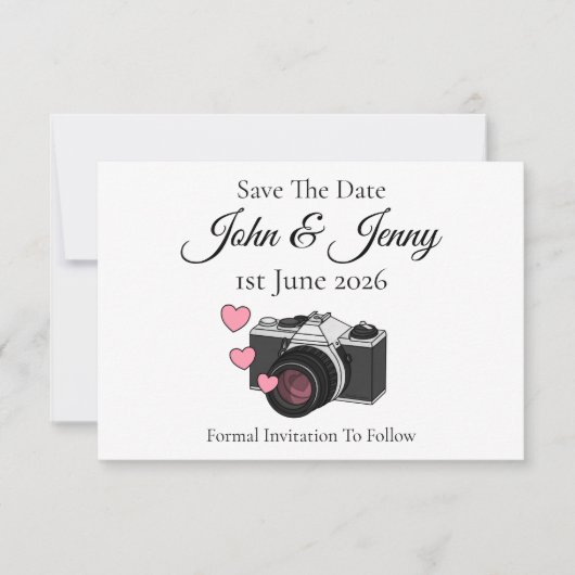 camerafotograaf bruiloft Sla de datum op (Voorkant)