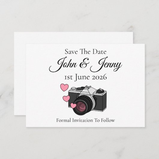  camerafotograaf bruiloft Sla de datum op (Voorkant / Achterkant)