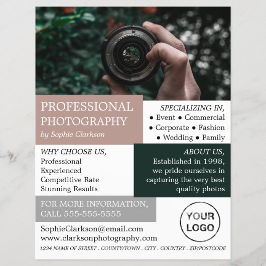 Cameralens, fotografie, fotograaf hire flyer (Voorkant)