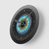 Cameralens met blauw oog middelgrote ronde wandklo ronde klok (Hoek)