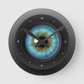 Cameralens met blauw oog middelgrote ronde wandklo ronde klok (Voorkant)