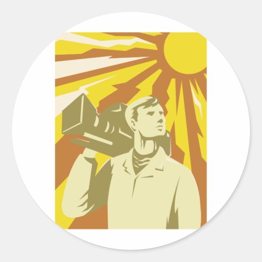 Cameraman Film Creed met videocamera Ronde Sticker (Voorkant)