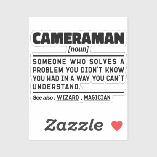 Cameraman Noun Cool Camera Fotografie Lover Funny Sticker (Vel)