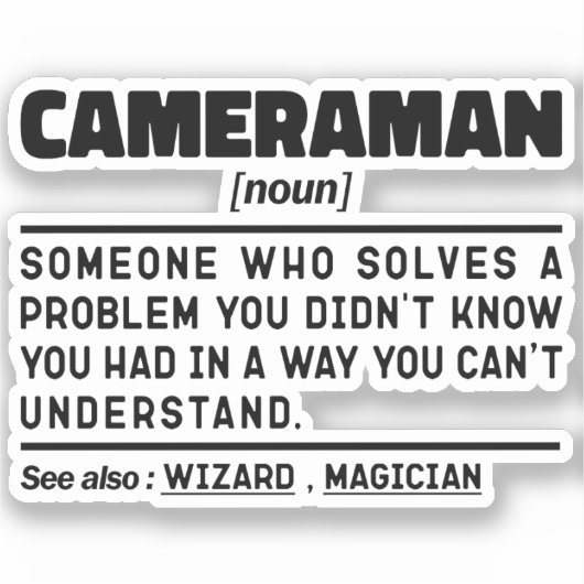 Cameraman Noun Cool Camera Fotografie Lover Funny Sticker (Voorkant)