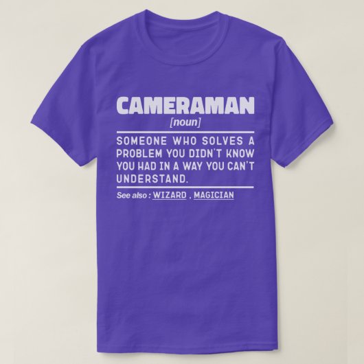 Cameraman Noun Cool Camera Fotografie Lover Funny T-shirt (Design voorkant)