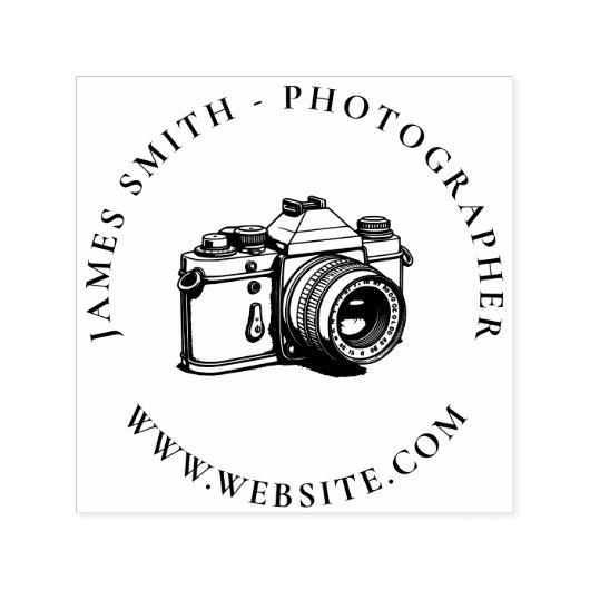  cameranaam en -website van de fotograaf  zelfinktende stempel (Design)