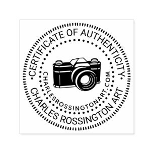 Camera's #6 “Certificaat van Echtheid” Naam URL Zelfinktende Stempel