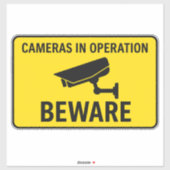 Cameras in Operation Beware Security Sign Sticker (Vel)