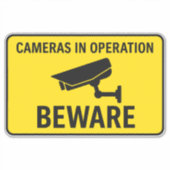 Cameras in Operation Beware Security Sign Sticker (Voorkant)