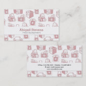 camera's retro patroon (wit / roze) visitekaartje (Voorkant / Achterkant)