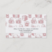 camera's retro patroon (wit / roze) visitekaartje (Achterkant)