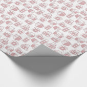 camera's Retropatropatroon (wit / roze) Cadeaupapier (Hoek)