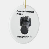Camera's schieten geen mensen neer keramisch ornament (Rechts)