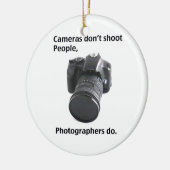 Camera's schieten geen mensen neer keramisch ornament (Links)