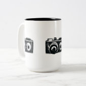 camera's tweekleurige koffiemok (Voorkant links)