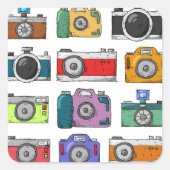 Cameras Vierkante Sticker (Voorkant)
