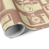 cameratroon in bruine kleuren cadeaupapier (Rol Hoek)