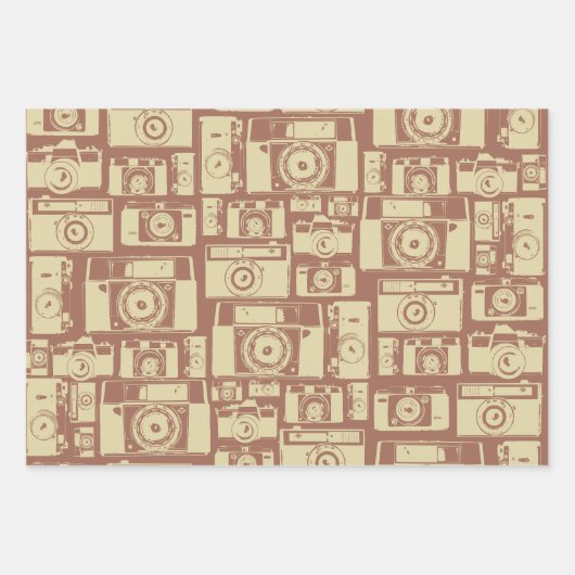 cameratroon in bruine kleuren inpakpapier vel (Voorkant)