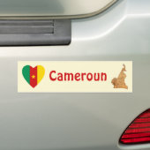 Cameroense Vlag Hart + Landkaart Bumpersticker (Op auto)