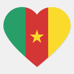 Cameroense Vlag Hart Sticker