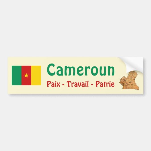Cameroense Vlag + Landkaart Bumpersticker (Voorkant)