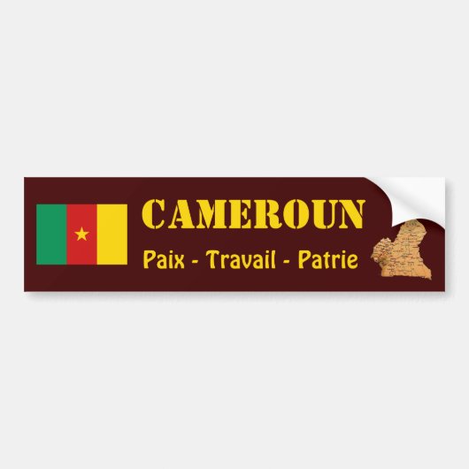 Cameroense Vlag + Landkaart Bumpersticker (Voorkant)