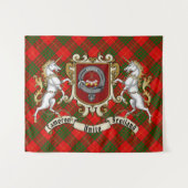 Cameron Clan Badge & Unicorns met Tartan Wandkleed (Voorkant (horizontaal))