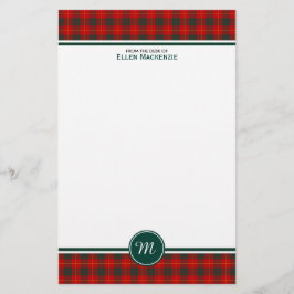 Cameron Familie Tartan Rood en Groen Plaid Monogra Briefpapier
