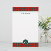Cameron Familie Tartan Rood en Groen Plaid Monogra Briefpapier (Staand voorkant)