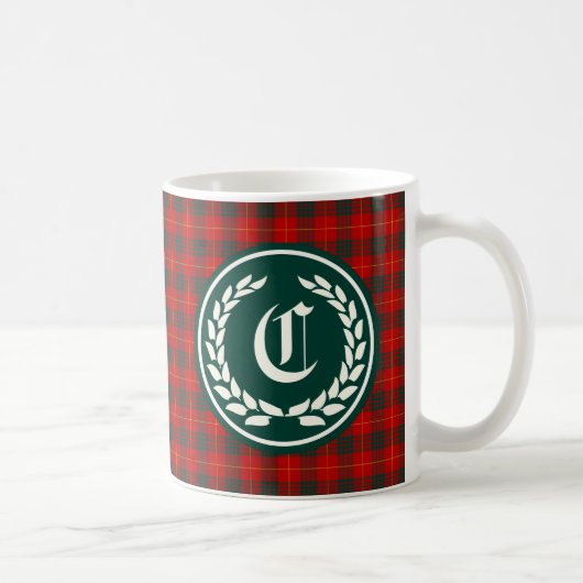 Cameron Family Rood en Groen Tartan Monogram Koffiemok (Rechts)
