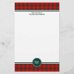 Cameron Family Tartan Red en Green Pset Monogram Briefpapier