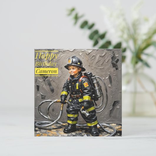 CAMERON ~ Gelukkige Verjaardag ~ Brandweerman ~ (Staand voorkant)