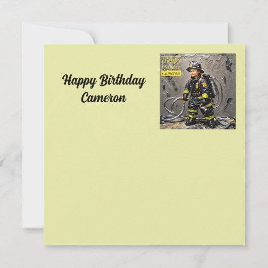 CAMERON ~ Gelukkige Verjaardag ~ Brandweerman ~ (Achterkant)