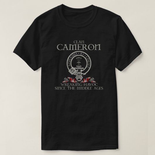 Cameron Hose Clan crest Schotse achternaam tartan T-shirt (Design voorkant)