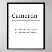 Cameron, jongen gepersonaliseerde naam definitie poster (Voorkant)