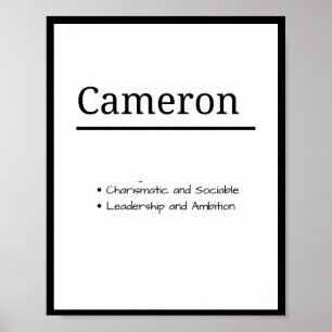 Cameron, jongen gepersonaliseerde naam definitie poster