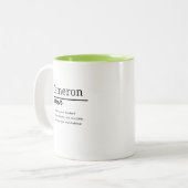 Cameron, jongen gepersonaliseerde naam definitie tweekleurige koffiemok (Voorkant links)