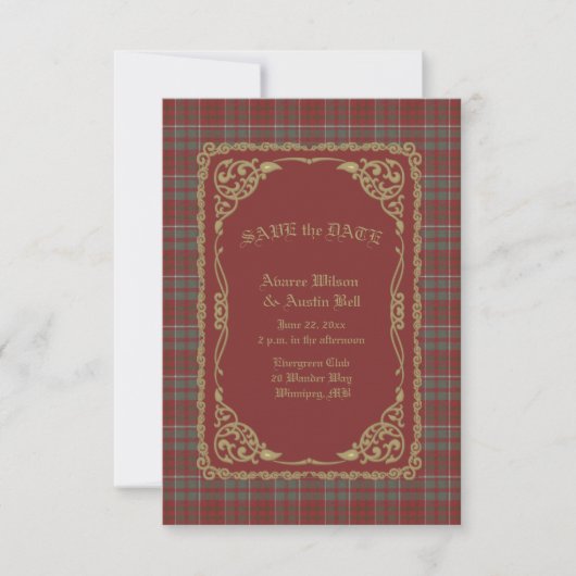 Cameron Lochiel Scottish Tartan Save The Date (Voorkant)