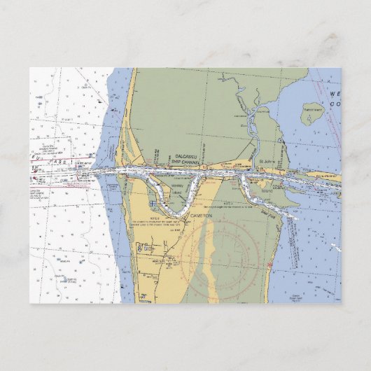 Cameron Louisiana Nautical Harbor Chart briefkaart (Voorkant)