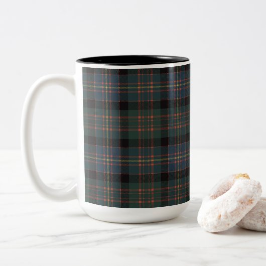 Cameron of Erracht Ancient Scottish Tartan Pset Tweekleurige Koffiemok (Met donut)