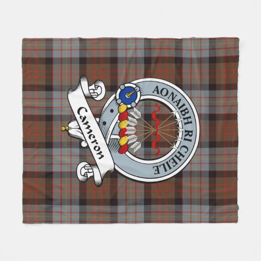 Cameron of Erracht Weathered Clan Badge Tartan Pla Fleece Deken (Voorkant (Horizontaal))