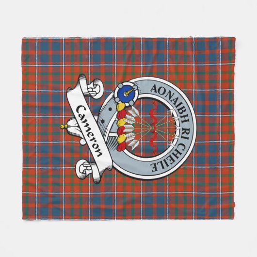Cameron of Lochiel Ancient Clan Badge Tartan Pset Fleece Deken (Voorkant (Horizontaal))